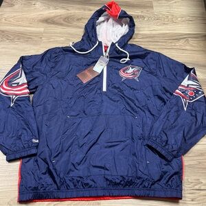 Mitchell & Ness Columbus Blue Jackets Anorak Team Jacket Mens Large NWT $135